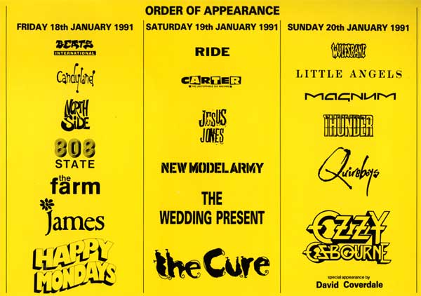 Great British Music Weekend 1991 Line-up