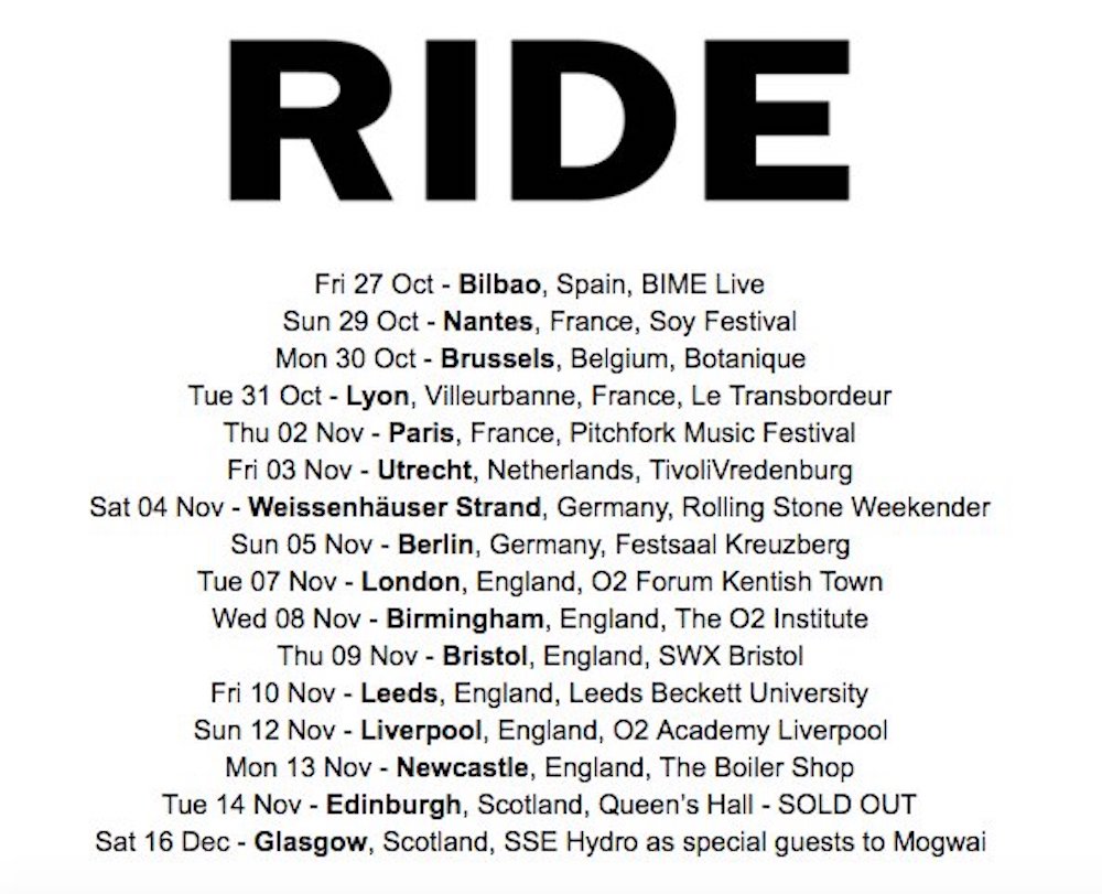 Autumn 2017 tour dates